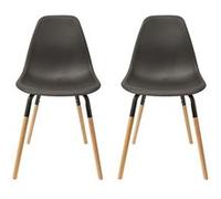 FLUK - Lot de 2 Chaises Polypropylène Noir et Bois - Altobuy Noir