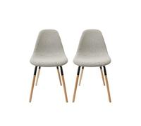 FLUK - Lot de 2 Chaises Tissu Gris Chiné Clair et Bois - Altobuy Gris