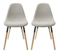 FLUK - Lot de 2 Chaises Tissu Gris Chiné Clair et Bois - Altobuy Gris G