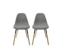 FLUK - Lot de 2 Chaises Tissu Gris Chiné et Bois -