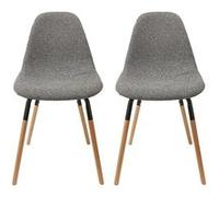 FLUK - Lot de 2 Chaises Tissu Gris Chiné et Bois - Altobuy Gris G