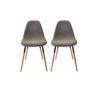 FLUK - Lot de 2 Chaises Tissu Gris Chiné Foncé et Bois -
