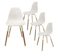 FLUK - Lot de 4 Chaises Polypropylène Blanc et Bois - Altobuy Blanc