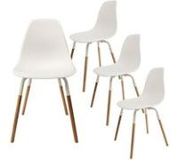 FLUK - Lot de 4 Chaises Polypropylène Blanc et Bois - Altobuy Blanc