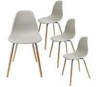 FLUK - Lot de 4 Chaises Polypropylène Gris et Bois - Altobuy Gris G