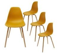 FLUK - Lot de 4 Chaises Polypropylène Jaune et Bois - Altobuy Jaune