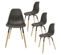 FLUK - Lot de 4 Chaises Polypropylène Noir et Bois
