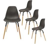 FLUK - Lot de 4 Chaises Polypropylène Noir et Bois - Altobuy Noir