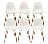 FLUK - Lot de 6 Chaises Polypropylène Blanc et Bois - Altobuy Blanc