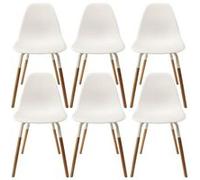 FLUK - Lot de 6 Chaises Polypropylène Blanc et Bois - Altobuy Blanc G