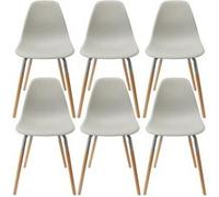FLUK - Lot de 6 Chaises Polypropylène Gris et Bois - Altobuy Gris G