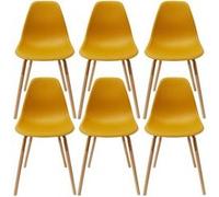 FLUK - Lot de 6 Chaises Polypropylène Jaune et Bois - Altobuy Jaune G