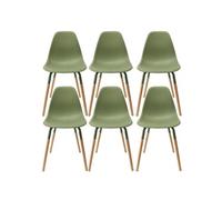 FLUK - Lot de 6 Chaises Polypropylène Vert et Bois - Altobuy Vert