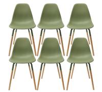 FLUK - Lot de 6 Chaises Polypropylène Vert et Bois - Altobuy Vert