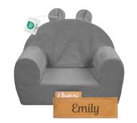Flumi Fauteuil Enfant personnalisé pour garçon - Fauteuil bébé - Siège Enfant pour Chambre d'enfant Salle de Jeux - Fauteuil avec Gravure nom Enfant (Grey)