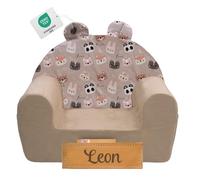 Flumi Fauteuil Enfant personnalisé pour garçon - Fauteuil bébé - Siège Enfant pour Chambre d'enfant Salle de Jeux - Fauteuil avec Gravure nom Enfant (Beige+BÄREN), One Size