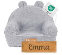 Flumi Fauteuil pour Enfant Personnalisé - Mini Fauteuil Mousse pour Bébé - Siège pour Chambre d'enfant Salle de Jeux Fauteuil avec Gravure du Nom de l'enfant (Gris)