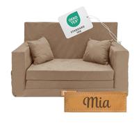 Flumi Personnalisé Canapé Convertible 3in1 Lit d Appoint - Mini Canapé avec nom de l'enfant - Mousse Chauffeuse Enfant avec Fonction Lit - Farbe: (Beige)