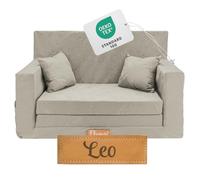 Flumi Personnalisé Canapé Enfant Convertible 3in1 Lit d Appoint Enfant - Mini Canapé avec nom de l'enfant - Mousse Chauffeuse Enfant avec Fonction Lit - Farbe: (Gris Clair)