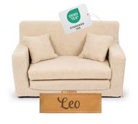 Flumi Personnalisé Canapé Enfant Convertible 3in1 Lit d Appoint Enfant - Mini Canapé avec nom de l'enfant - Mousse Chauffeuse Enfant avec Fonction Lit - Farbe: (Boucle Beige)