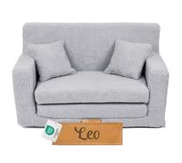 Flumi Personnalisé Canapé Enfant Convertible 3in1 Lit d Appoint Enfant - Mini Canapé avec nom de l'enfant - Mousse Chauffeuse Enfant avec Fonction Lit - Farbe: (Boucle Gris)
