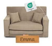 Flumi Personnalisé Canapé Enfant Convertible 3in1 Lit d Appoint Enfant - Mini Canapé avec nom de l'enfant - Mousse Chauffeuse Enfant avec Fonction Lit - Farbe: (Côtelé Beige)