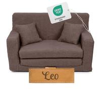 Flumi Personnalisé Canapé Enfant Convertible 3in1 Lit d Appoint Enfant - Mini Canapé avec nom de l'enfant - Mousse Chauffeuse Enfant avec Fonction Lit - Farbe: (Boucle Marron)