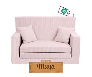 Flumi Personnalisé Canapé Enfant Convertible 3in1 Lit d Appoint Enfant - Mini Canapé avec nom de l'enfant - Mousse Chauffeuse Enfant avec Fonction Lit - Farbe: (côtelé Rose)
