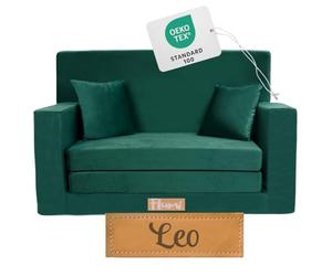 Flumi Personnalisé Canapé Enfant Convertible 3in1 Lit d Appoint Enfant - Mini Canapé avec nom de l'enfant - Mousse Chauffeuse Enfant avec Fonction Lit - Farbe: (Vert Bouteille)