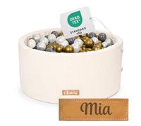 Flumi Personnalisé Piscine a Balle pour Bébé à partir de 1 an - Fosse à Boules pour Enfants 90x40cm - 200 Balles ∅ 7cm - Produit Européen - Oeko-TEX et CE Certifiée (Velours côtelé crème)