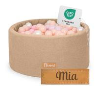Flumi Personnalisé Piscine a Balle pour Bébé à partir de 1 an - Fosse à Boules pour Enfants 90x40cm - 200 Balles ∅ 7cm - Produit Européen - Oeko-TEX et CE Certifiée (Teddy Beige foncé)