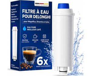 Flumot Lot de 6 filtres à eau compatibles avec DeLonghi DLSC002 SER3017, pour machines à café série ECAM ETAM ESAM, réduit le calcaire, le chlore et les métaux lourds, améliore le goût du café
