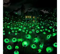 Flumy Lot de 4 lampes solaires à 32 LED en forme de globe oculaire - Décorations d'Halloween - Lumières décoratives effrayantes étanches pour jardin, jardin, allée, fête d'Halloween, cour, terrasse