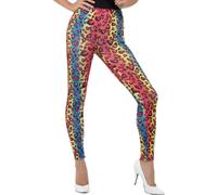 Fluo Imprimé Léopard Leggings Arc-en-Ciel Femme Déguisement 1980s Accessoire 80s