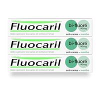 FLUOCARIL - Dentifrice Anti-Caries Bi-fluoré 145mg - Arôme/Goût Menthe - Email renforcé et dents fortes - Aide à prévenir les caries, Haleine fraîche (lot de 3x 75ml)