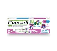 FLUOCARIL - Dentifrice Junior 6-13 ans Anti-Caries Bi-fluoré 145mg - Arôme/Goût Chewing-gum - Aide à prévenir les caries et renforce l'émail des premières dents définitives - lot de 2x75ml
