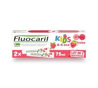 FLUOCARIL - Dentifrice Kids 0-6 ans Anti-Caries Bi-fluoré 100mg - Arôme/Fraise - Aide à prévenir les caries et renforce l'émail des premières dents de lait - lot de 2x75ml
