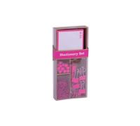 APLI Ensemble bureau Fluor – 25 punaises, 80 clips 28mm, 20 clips 19mm, 100 feuilles – Rose fluor