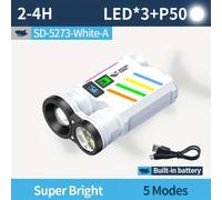 Fluorescence Lumineuse P50 Led Edc Lampe De Poche Mini Porte-Clés Lampe De Travail Type-C Pince Rechargeable Torche Camping Poche Camp Lanterne.White.