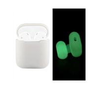 (Fluorescent Green)Portable Wireless Bluetooth Earphone Silicone Protective Box Anti-lost Dropproof Storage Bag for Apple AirPods 1/2