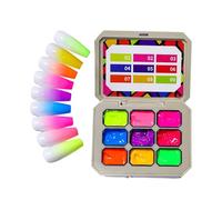 Fluorescent Nine-Grid Sticky Gel Nail - Glow-in-the-Dark 9-Color Solid Pudding Gel Palette | No-Wipe Transparent Color Gradient Solid Glue | DIY Professional Salon Set