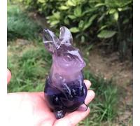 Fluorite Cartoon Rabbit Crystal Carving Cute Animal Home Decoration Gift Ornaments Home Decor(Fluorite)