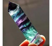 Fluorite Crystals Obelisk Colorful Stone Point Hexagonal Column Crystal Wand Gift for Home Office Decor (Size : 8-9cm About 30g) Gemstone Stone