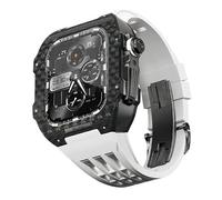 Fluororubber Watch Band Céletage en fibre de carbone pour 8/7/6/5/4 / SE, bande de montre de luxe en fibre de carbone compatible avec la série IWatch 44/45 mm , avec des outils