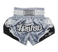 FLUORY - Short de boxe Muay Thai résistant à la déchirure L Gris argenté