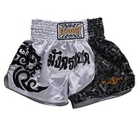 FLUORY Short Muay Thai,Haute Qualité Short Boxe Thaï Short MMA Kick Boxing pour Femme Homme Enfant Compétition D'entraînement de Combat. - XL - 3mtsf15-Blanc