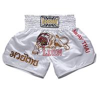 FLUORY Short Muay Thai,Haute Qualité Short Boxe Thaï Short MMA Kick Boxing pour Femme Homme Enfant Compétition D'entraînement de Combat,S,4MTSF01-Blanc