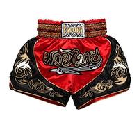 FLUORY Short Muay Thai,Haute Qualité Short Boxe Thaï Short MMA Kick Boxing pour Femme Homme Enfant Compétition D'entraînement de Combat,XL,1MTSF12-Rouge