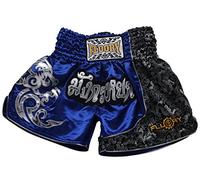 FLUORY Short Muay Thai,Haute Qualité Short Boxe Thaï Short MMA Kick Boxing pour Femme Homme Enfant Compétition D'entraînement de Combat. - L - 2mtsf15-Bleu
