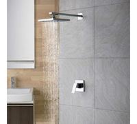 Flush-Mounted and Constant-Temperature Shower Tap Square Waterfall Chrome-Copper Faucet (Color: Silver)